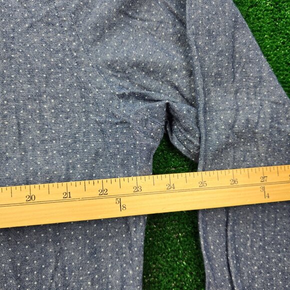 Express Shirt Mens XL Blue‎ Polka Dots Soft Wash Button Down Long Sleeve Preppy - Picture 4 of 8